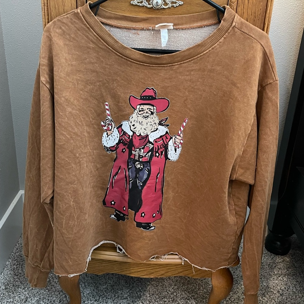Brown Santa Graphic Sweatshirt